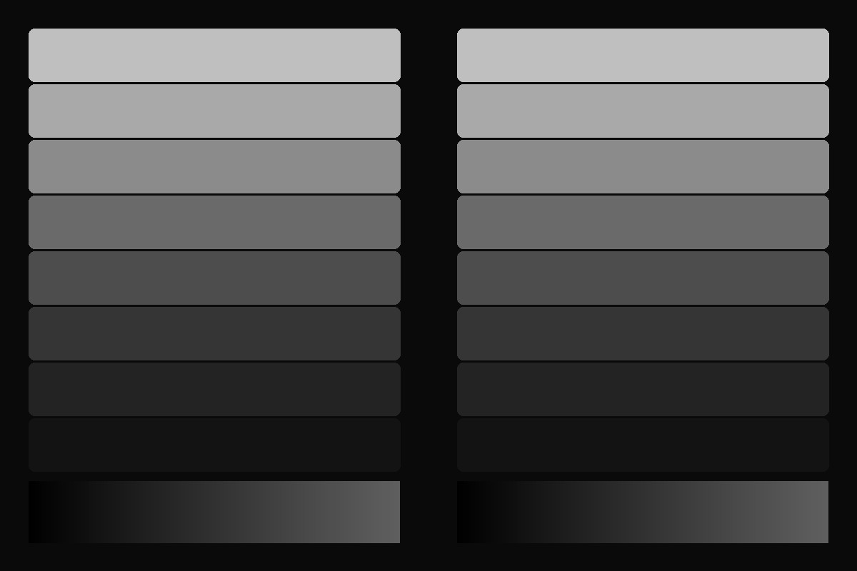a shadow staircase, Shadows 0 → +0.5, rendered by the plugin engine